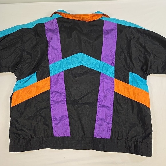 Vintage 80s Adidas Track Jacket Mens Size XL Purple Teal Orange Black Trefoil - Picture 6 of 16